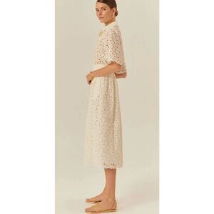 NWT EXQUISE Paisley Cotton Midi Skirt - Ecru - Ecru, US 2, $235 B42